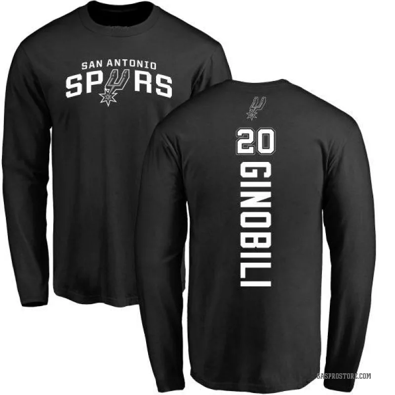 Manu Ginobili Men's Black San Antonio Spurs Backer Long Sleeve T-Shirt