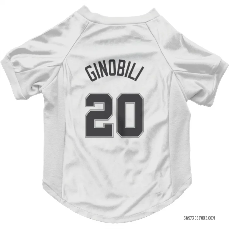 Manu Ginobili White San Antonio Spurs Cat & Dog Pet Jersey