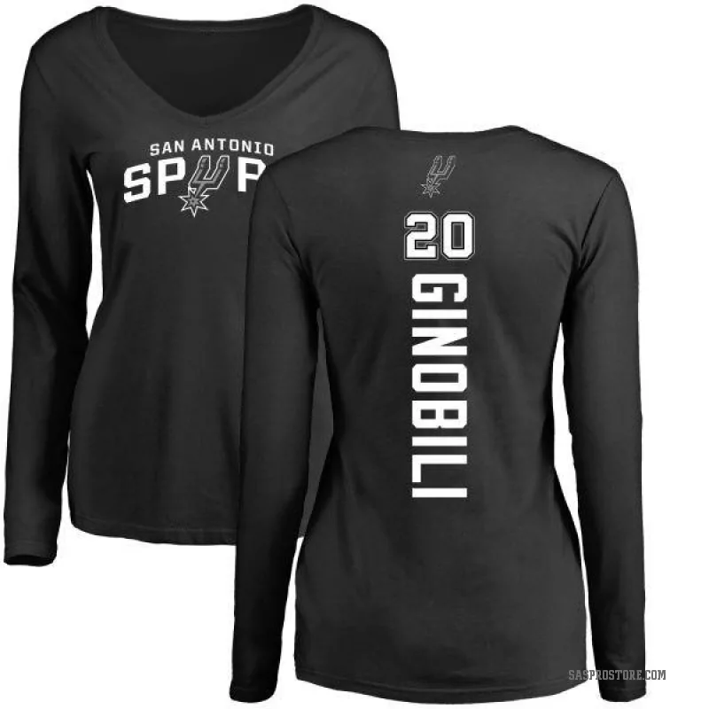 Manu Ginobili Women's Black San Antonio Spurs Backer Long Sleeve T-Shirt