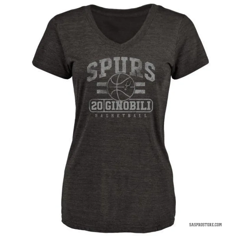 Manu Ginobili Women's Black San Antonio Spurs Baseline T-Shirt