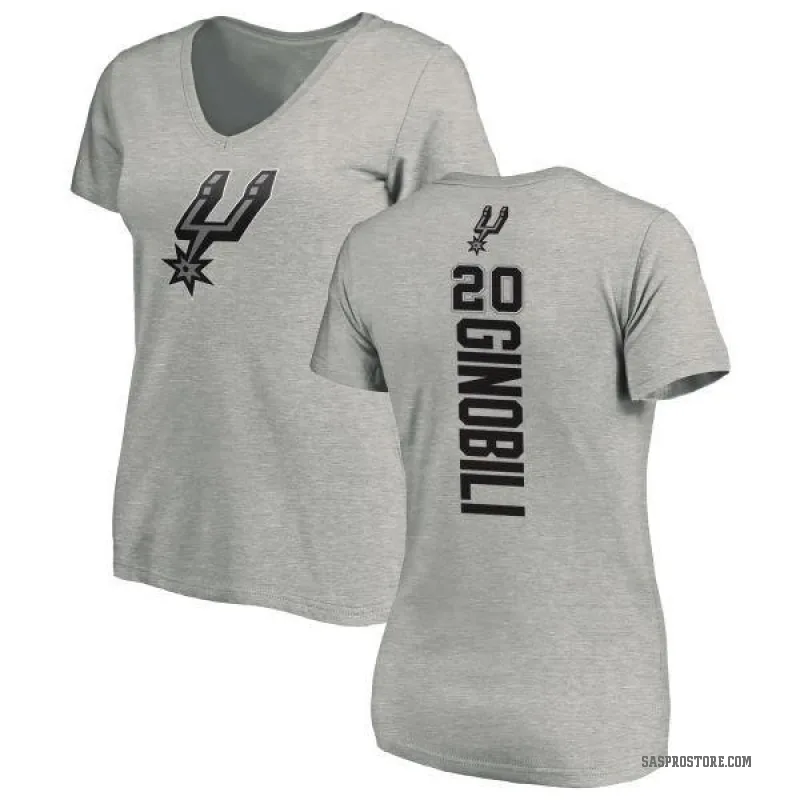 Manu Ginobili Women's San Antonio Spurs Ash Backer T-Shirt