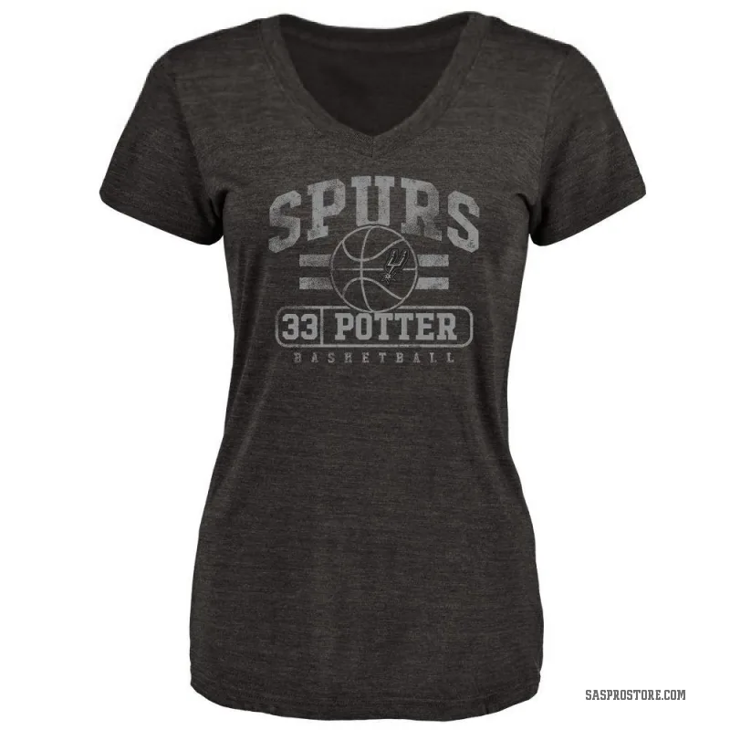 Micah Potter Women's Black San Antonio Spurs Baseline T-Shirt