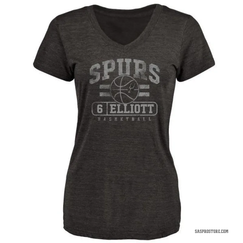 Sean Elliott Women's Black San Antonio Spurs Baseline T-Shirt