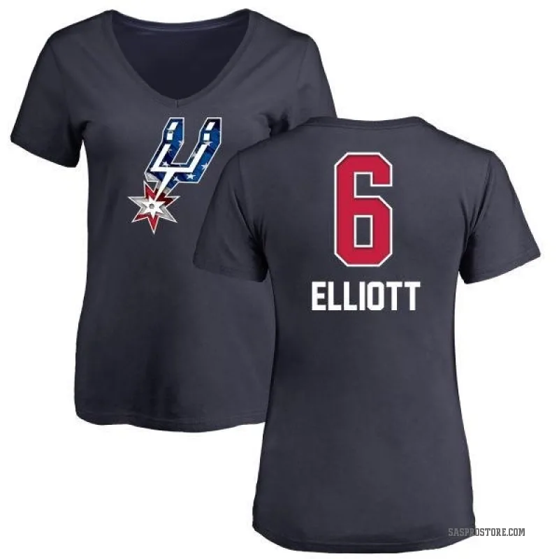 Sean Elliott Women's Navy San Antonio Spurs Name and Number Banner Wave V-Neck T-Shirt