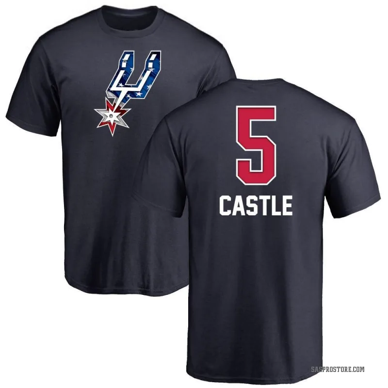 Stephon Castle Men's Navy San Antonio Spurs Name and Number Banner Wave T-Shirt