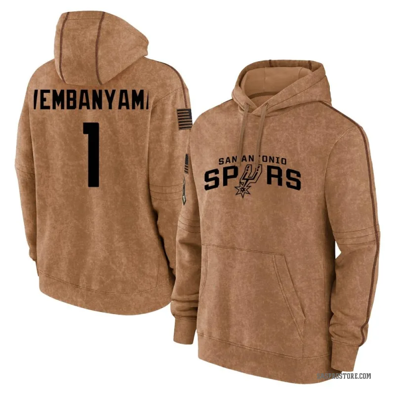 Victor Wembanyama Men's Brown San Antonio Spurs 2023 Salute to Service Club Pullover Hoodie