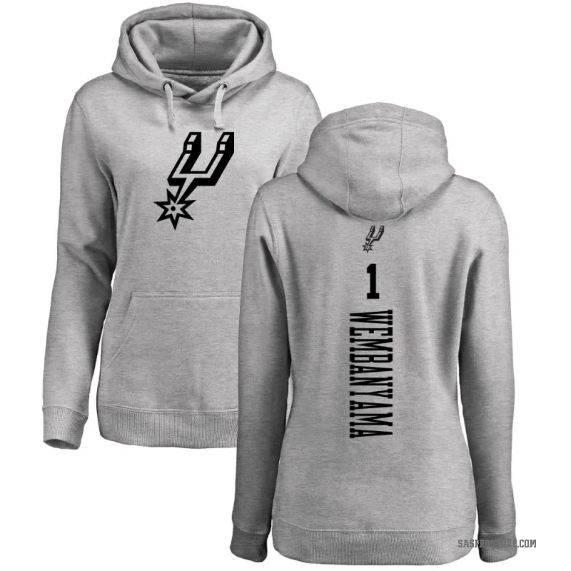 Victor Wembanyama Women's Gray San Antonio Spurs Branded Heathered One Color Backer Pullover Hoodie